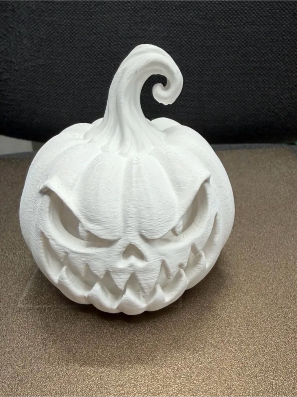 White Ceramic Jack-O'-Lantern Pumpkin Figurine 3d Print